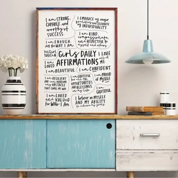 Girls Affirmation Positivity Quotes Gift No Framed 💗💗💗 New 16x24 - Picture 3 of 5